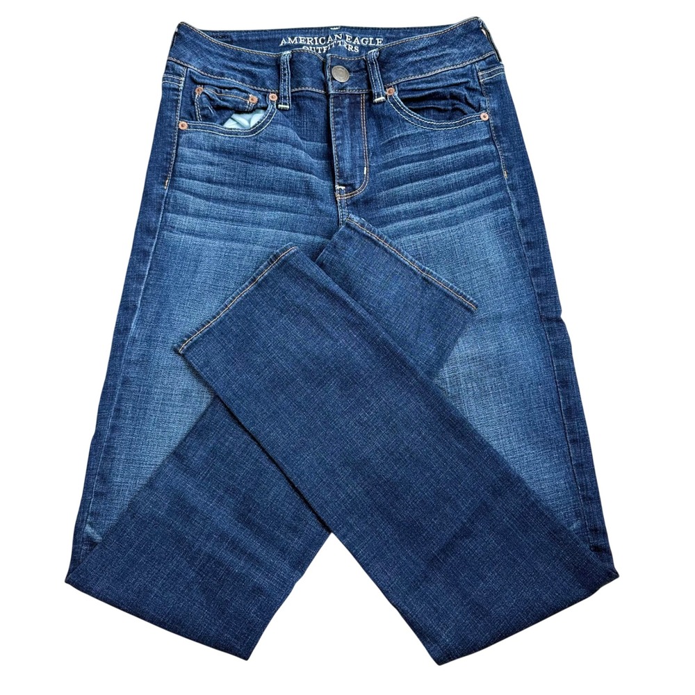 American Eagle Straight Super Stretch Jeans Women 4 Long Timeless Chic Casual